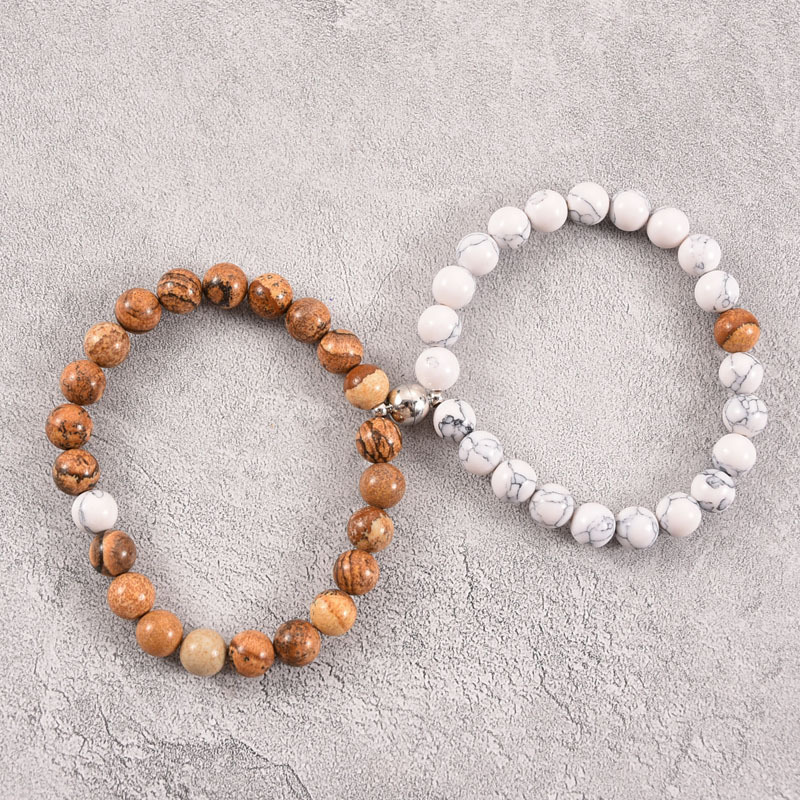 2021 Cross-Border Hot 8mm Stone Beads Bracelet Attractive Magnetic Buckle Couple Bracelet Lucky Beaded Bracelet 2021 Cross-Border Hot 8mm Stone Beads Bracelet Attractive Magnetic Buckle Couple Bracelet Lucky Beaded Bracelet