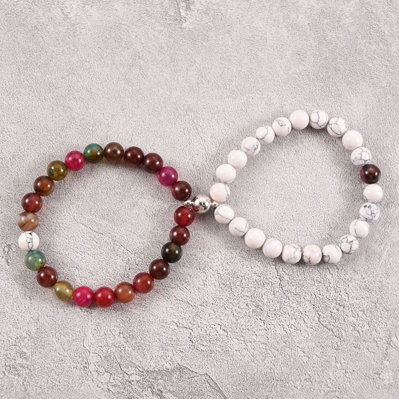 2021 Cross-Border Hot 8mm Stone Beads Bracelet Attractive Magnetic Buckle Couple Bracelet Lucky Beaded Bracelet 2021 Cross-Border Hot 8mm Stone Beads Bracelet Attractive Magnetic Buckle Couple Bracelet Lucky Beaded Bracelet