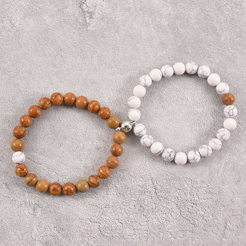 2021 Cross-Border Hot 8mm Stone Beads Bracelet Attractive Magnetic Buckle Couple Bracelet Lucky Beaded Bracelet 2021 Cross-Border Hot 8mm Stone Beads Bracelet Attractive Magnetic Buckle Couple Bracelet Lucky Beaded Bracelet