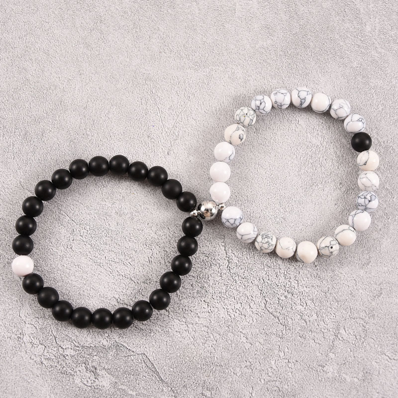 2021 Cross-Border Hot 8mm Stone Beads Bracelet Attractive Magnetic Buckle Couple Bracelet Lucky Beaded Bracelet 2021 Cross-Border Hot 8mm Stone Beads Bracelet Attractive Magnetic Buckle Couple Bracelet Lucky Beaded Bracelet