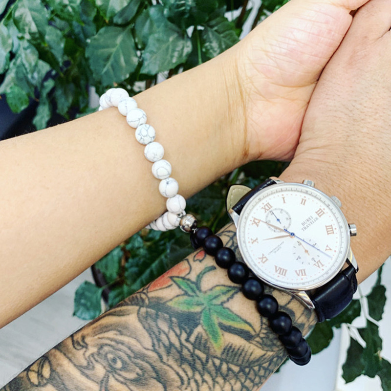 2021 Cross-Border Hot 8mm Stone Beads Bracelet Attractive Magnetic Buckle Couple Bracelet Lucky Beaded Bracelet 2021 Cross-Border Hot 8mm Stone Beads Bracelet Attractive Magnetic Buckle Couple Bracelet Lucky Beaded Bracelet