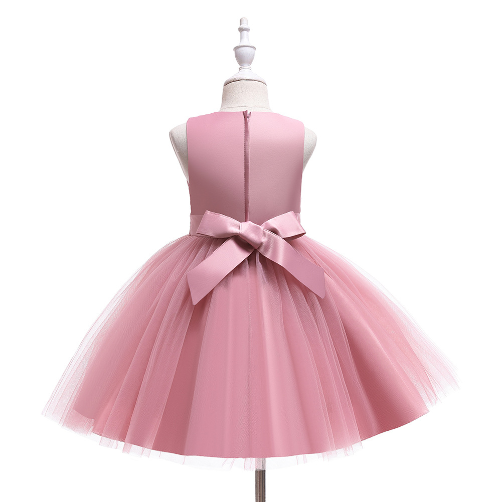 Baby Spring Children 'S Dress Sleeveless Pink Princess Dress Girl Dress Beaded Mesh Bubble Skirt Little Kids' Skirt Baby Spring Children 'S Dress Sleeveless Pink Princess Dress Girl Dress Beaded Mesh Bubble Skirt Little Kids' Skirt