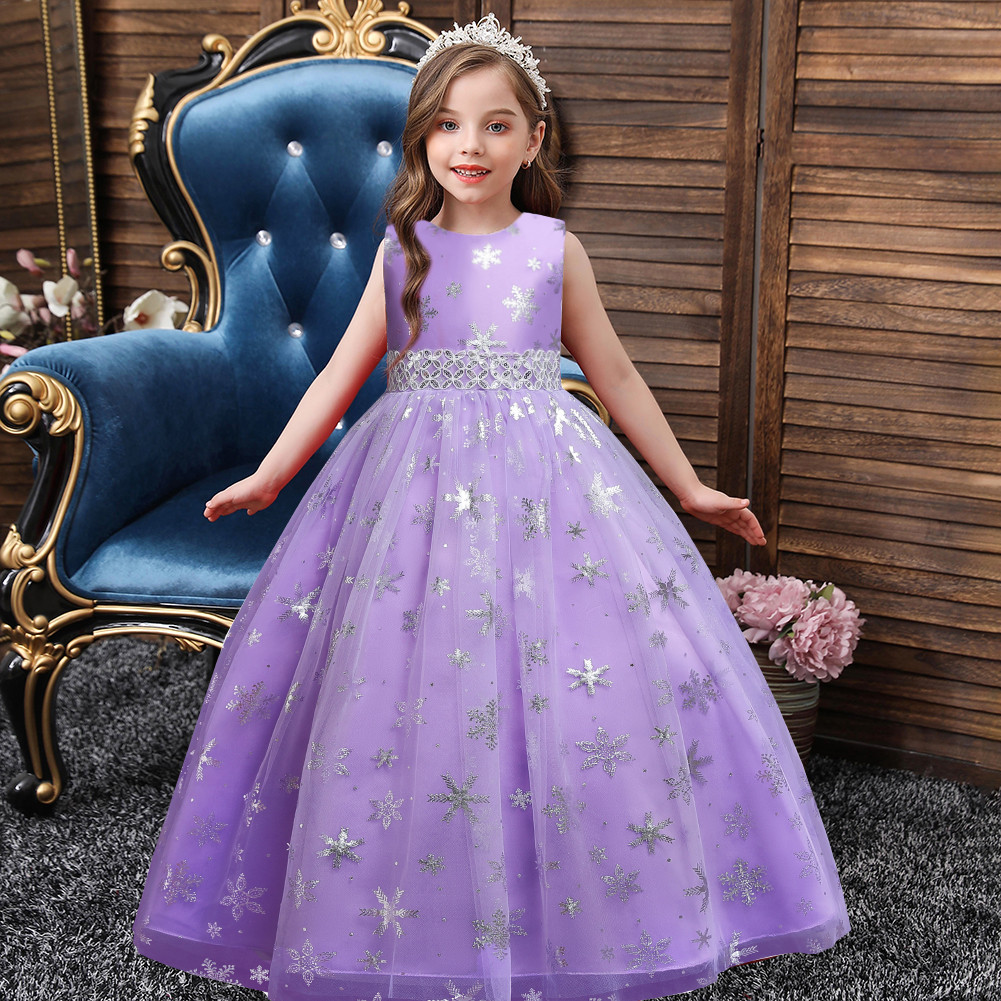 Christmas Children&#039;s Dress Princess Dress Long Printed Tulle Skirt Dance Skirt 5-14 Years Old Girl Dress in Stock