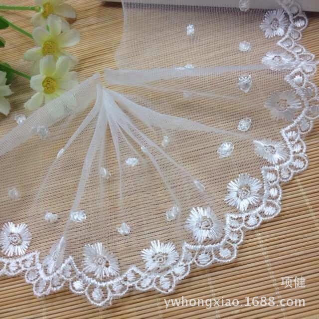 Spot Small Batch Manufacturers Supply 10cm Skirt Stabilized Yarn Lace Mesh Embroidery Lace Clothing Accessories