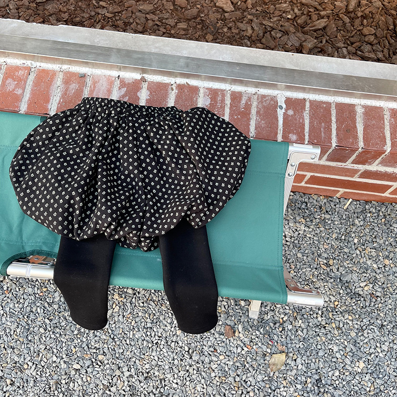 Girls' False-Two-Piece Skirted Leggings Fleece-Lined Thickened Children's Clothing Winter New Korean Style Children's Floral Bud Skirt Pants Base