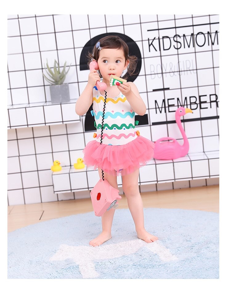 New Girls Swimwear Children's One-Piece Skirt Swimsuit Wave Print Tulle Skirt Cute Baby Swimsuit New Girls Swimwear Children's One-Piece Skirt Swimsuit Wave Print Tulle Skirt Cute Baby Swimsuit