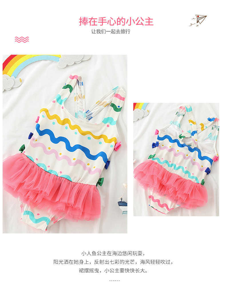 New Girls Swimwear Children's One-Piece Skirt Swimsuit Wave Print Tulle Skirt Cute Baby Swimsuit New Girls Swimwear Children's One-Piece Skirt Swimsuit Wave Print Tulle Skirt Cute Baby Swimsuit