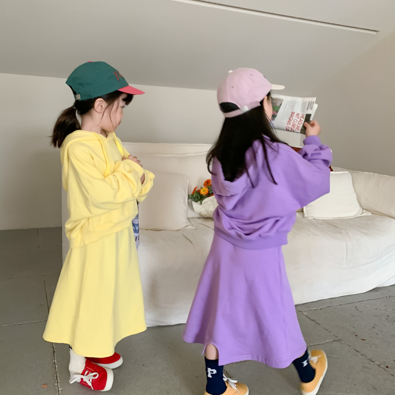 Children&#039;s Suit 2021 Autumn Girls&#039; Korean Style Casual Sweatshirt Skirt Suit Baby Fashion Trendy Two-Piece Suit