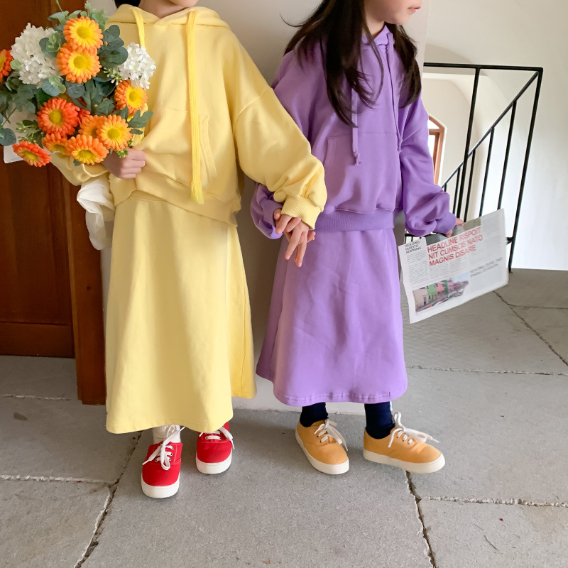 Children&#039;s Suit 2021 Autumn Girls&#039; Korean Style Casual Sweatshirt Skirt Suit Baby Fashion Trendy Two-Piece Suit
