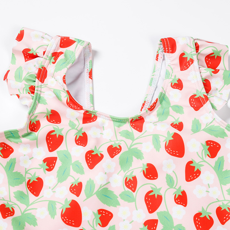 INS Style Children&#039;s Swimsuit Girl&#039;s One-Piece Swimming Suit Strawberry Skirt Hot Spring Bathing Suit Fresh Baby Girl Swimsuit