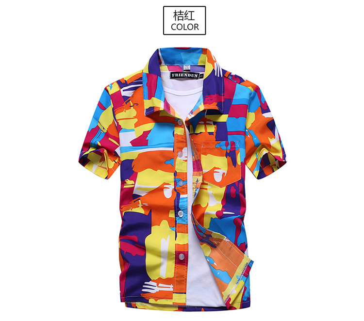 Summer Men's Beach Shirt Printed Short Sleeve Hawaiian Shirt Loose Large Size Couple Beach Pants Men Printed Shirt Summer Men's Beach Shirt Printed Short Sleeve Hawaiian Shirt Loose Large Size Couple Beach Pants Men Printed Shirt