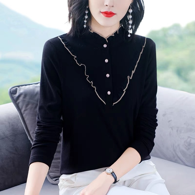 Double-Sided Dralon Shirt Women&#039;s Long Sleeve Autumn and Winter New 2021 Western Style All-Matching Slimming Shirt Inner Wear Thermal Bottoming Shirt