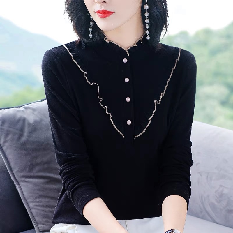 Double-Sided Dralon Shirt Women&#039;s Long Sleeve Autumn and Winter New 2021 Western Style All-Matching Slimming Shirt Inner Wear Thermal Bottoming Shirt