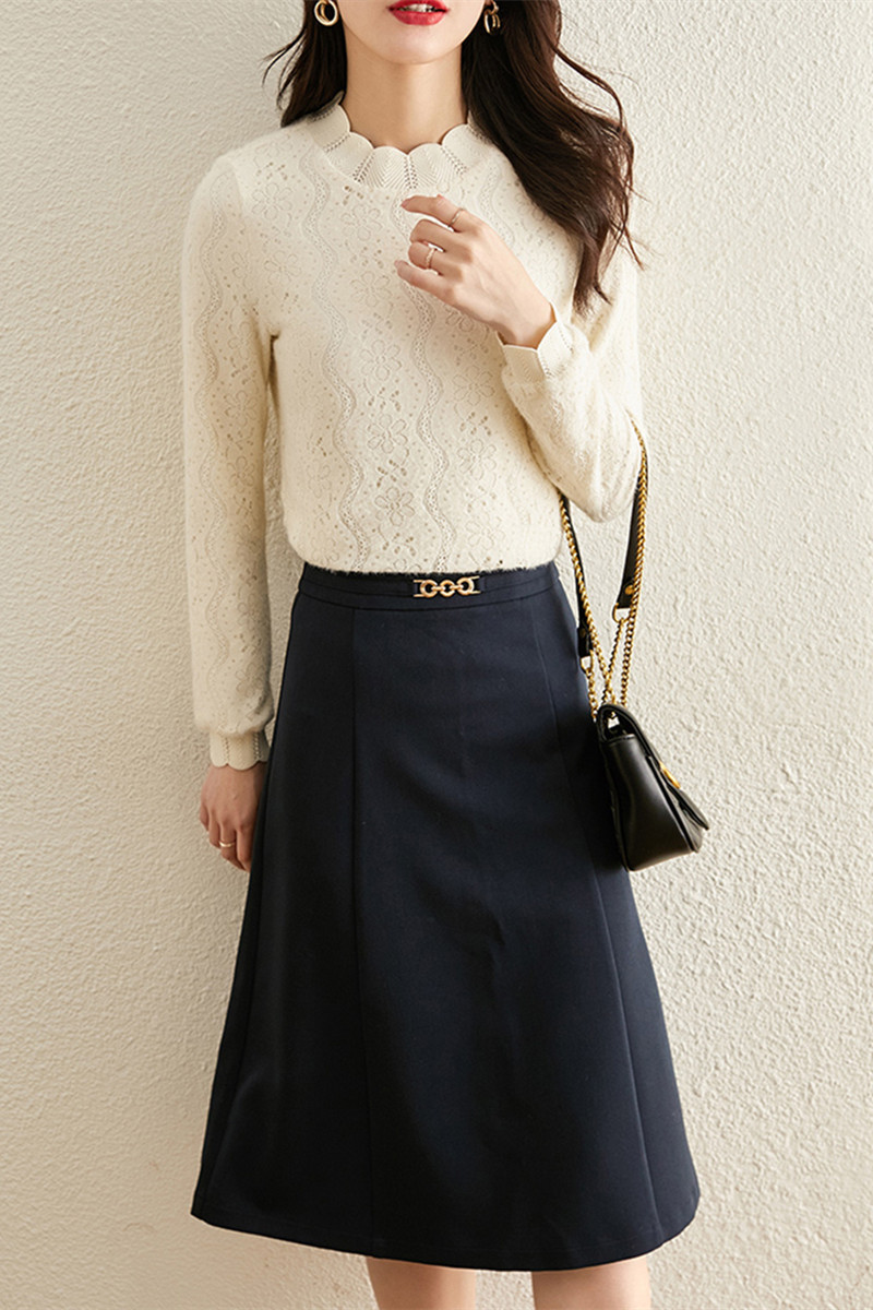 Fleece-Lined Lace Shirt Half Turtleneck Bottoming Shirt Women&#039;s Autumn and Winter 2021 New Age-Reducing Beautiful Western Style Small Shirt