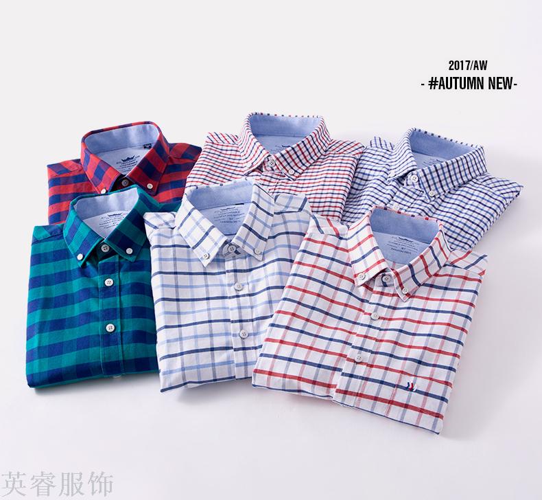 Cotton plaid shirt men long-sleeved Oxford shirt Korean version of the dress shirt male Cotton plaid shirt men long-sleeved Oxford shirt Korean version of the dress shirt male
