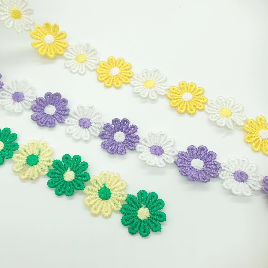 Color Lace Little Flower Accessories Handmade DIY Lace Sideband Clothes Curtain Embroidered Fabric Material Decorations