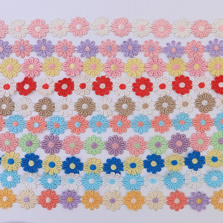 Color Lace Little Flower Accessories Handmade DIY Lace Sideband Clothes Curtain Embroidered Fabric Material Decorations Color Lace Little Flower Accessories Handmade DIY Lace Sideband Clothes Curtain Embroidered Fabric Material Decorations