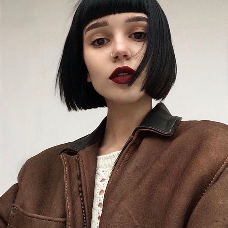 Cross-Border European and American Style Wig Human Hair Women&#039;s Short Hair Bangs Wig Wig Lace Closure
