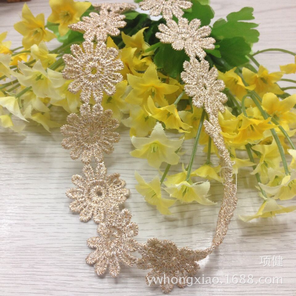 Manufacturers Supply DIY Accessories Boutique Gold Thread Water Soluble Lace Flower Lace Welcome Customization as Request