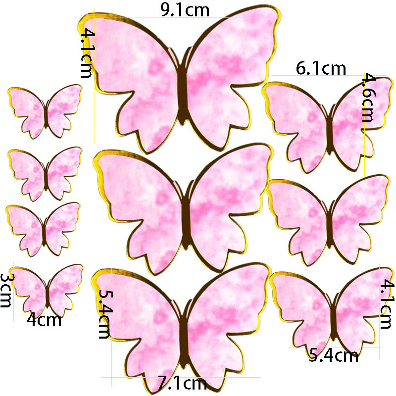 Wrought Iron Butterfly Birthday Cake Decorative Insertion Holiday Plug-in INS Style Baking Dress up Decorative Flag Combination Set