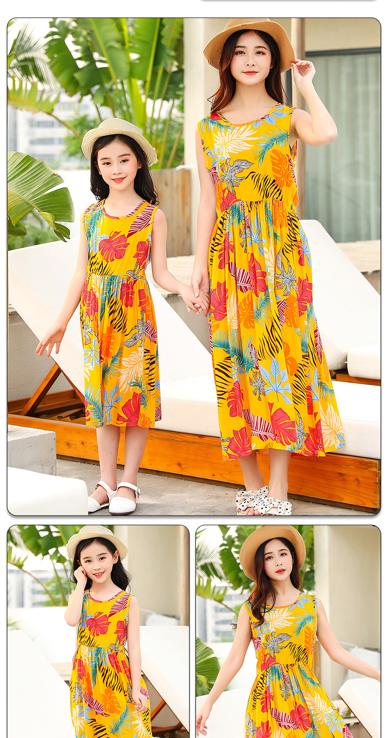 2021 New Parent-Child Summer Mother-Daughter Matching Outfit Beach Dress Children's Cotton Silk Gauze Dress Girls' Mid-Length Dress 2021 New Parent-Child Summer Mother-Daughter Matching Outfit Beach Dress Children's Cotton Silk Gauze Dress Girls' Mid-Length Dress