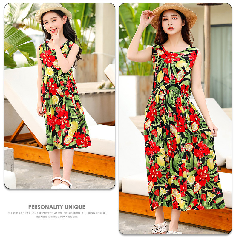 2021 New Parent-Child Summer Mother-Daughter Matching Outfit Beach Dress Children's Cotton Silk Gauze Dress Girls' Mid-Length Dress 2021 New Parent-Child Summer Mother-Daughter Matching Outfit Beach Dress Children's Cotton Silk Gauze Dress Girls' Mid-Length Dress