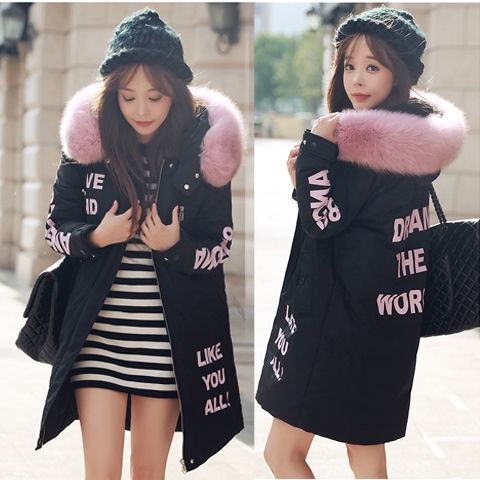 Winter Clothing Cotton Coat Women&#039;s Mid-Length Korean-Style A- Line plus Size Padded down Jacket Coat Plump Girls Cotton-Padded Jacket Maternity Dress