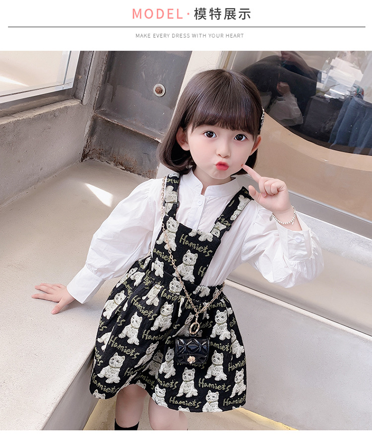 Baby Girl Korean Style Overall Dress 2021 Autumn Girl Net Red Wind Cartoon Bear Jacquard Suspenders Puff Short Skirt Baby Girl Korean Style Overall Dress 2021 Autumn Girl Net Red Wind Cartoon Bear Jacquard Suspenders Puff Short Skirt