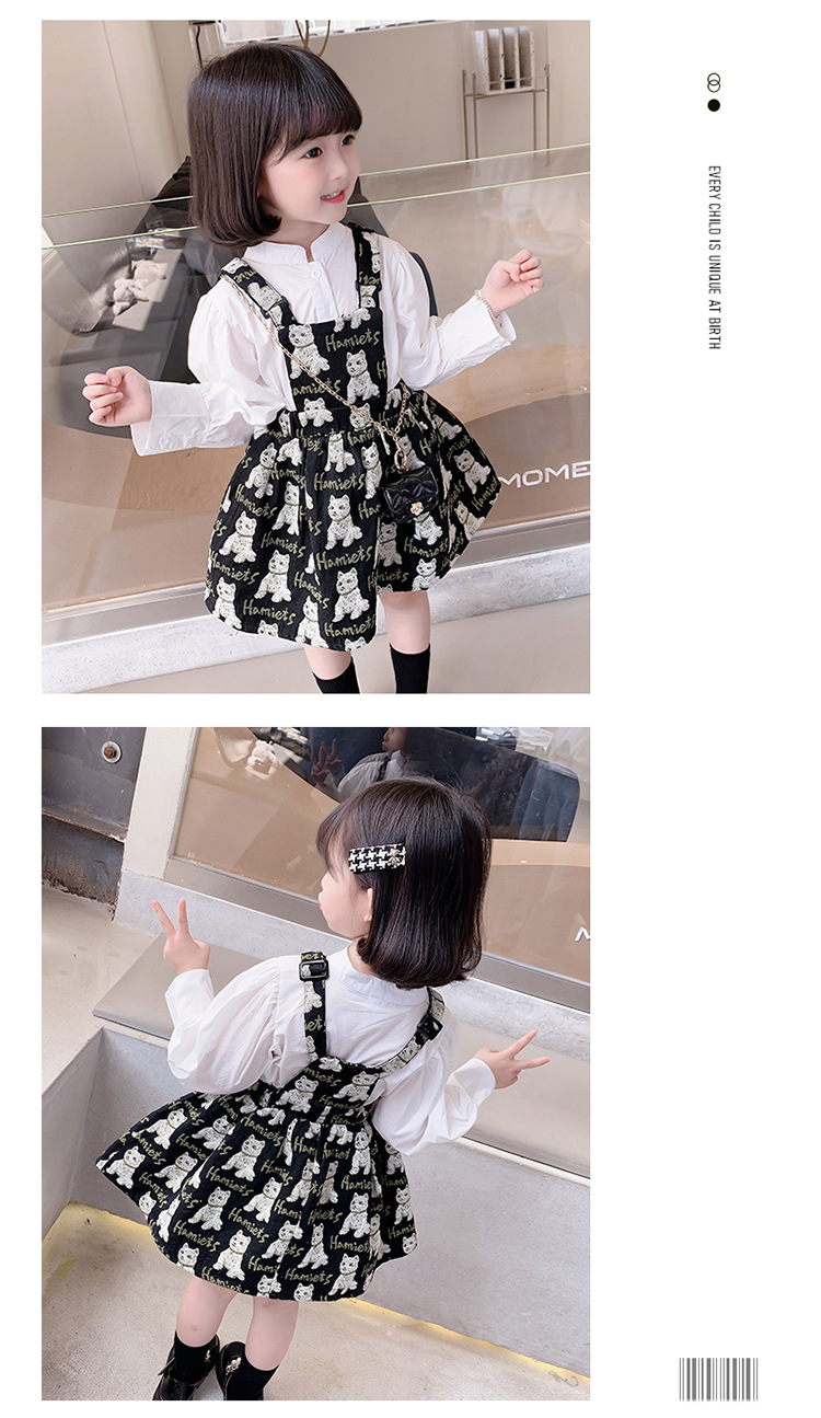 Baby Girl Korean Style Overall Dress 2021 Autumn Girl Net Red Wind Cartoon Bear Jacquard Suspenders Puff Short Skirt Baby Girl Korean Style Overall Dress 2021 Autumn Girl Net Red Wind Cartoon Bear Jacquard Suspenders Puff Short Skirt