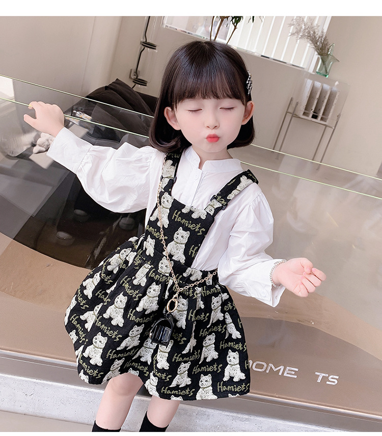 Baby Girl Korean Style Overall Dress 2021 Autumn Girl Net Red Wind Cartoon Bear Jacquard Suspenders Puff Short Skirt Baby Girl Korean Style Overall Dress 2021 Autumn Girl Net Red Wind Cartoon Bear Jacquard Suspenders Puff Short Skirt