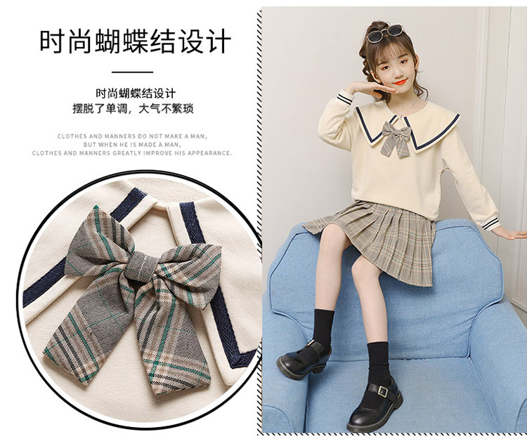 Girls' Preppy Style Suit 2021 New Spring and Autumn Clothing Children's Western Style JK Uniform Pleated Skirt Dress Two-Piece Set Girls' Preppy Style Suit 2021 New Spring and Autumn Clothing Children's Western Style JK Uniform Pleated Skirt Dress Two-Piece Set