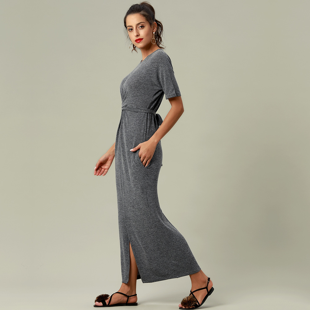 Cross-Border Amazon New European and American Sexy Dress Solid Color Dress Knitted Slimming Foreign Trade Manufacturer One Piece Dropshipping