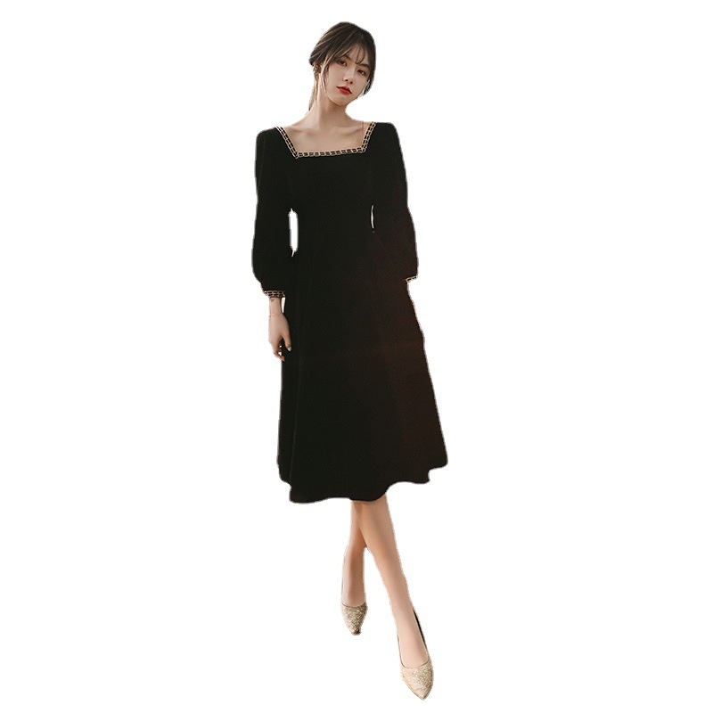 High-End Dress Light Luxury Minority High-End Dress Women&#039;s French Hepburn Style Black Primer Dress Autumn and Winter