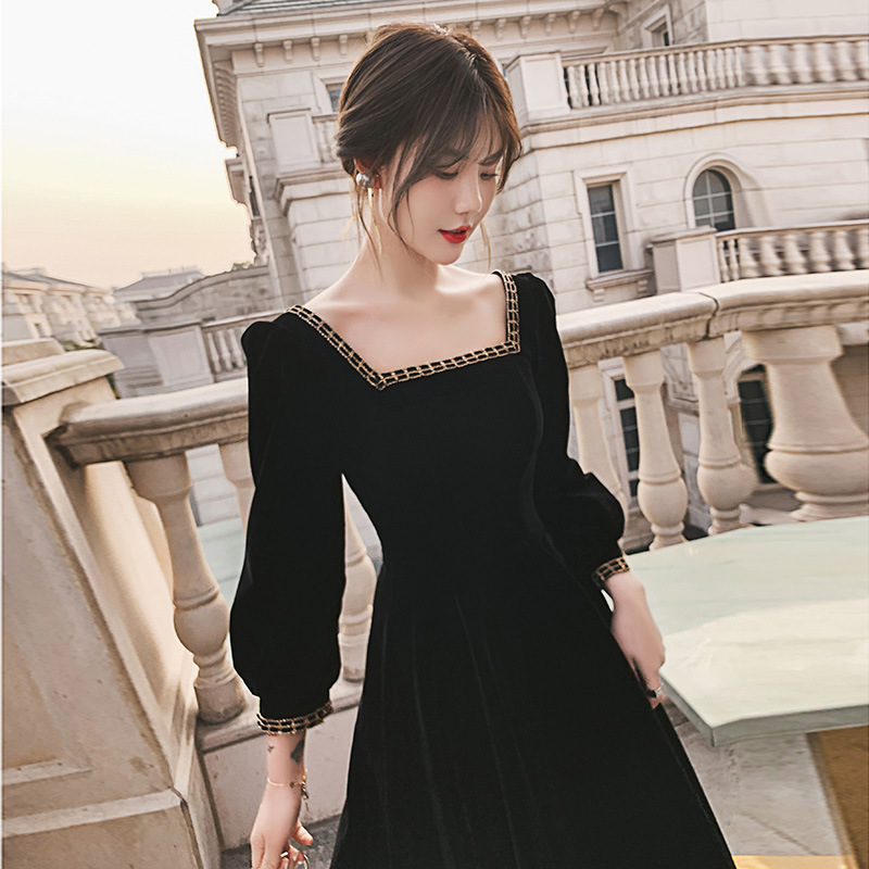 High-End Dress Light Luxury Minority High-End Dress Women's French Hepburn Style Black Primer Dress Autumn and Winter High-End Dress Light Luxury Minority High-End Dress Women's French Hepburn Style Black Primer Dress Autumn and Winter