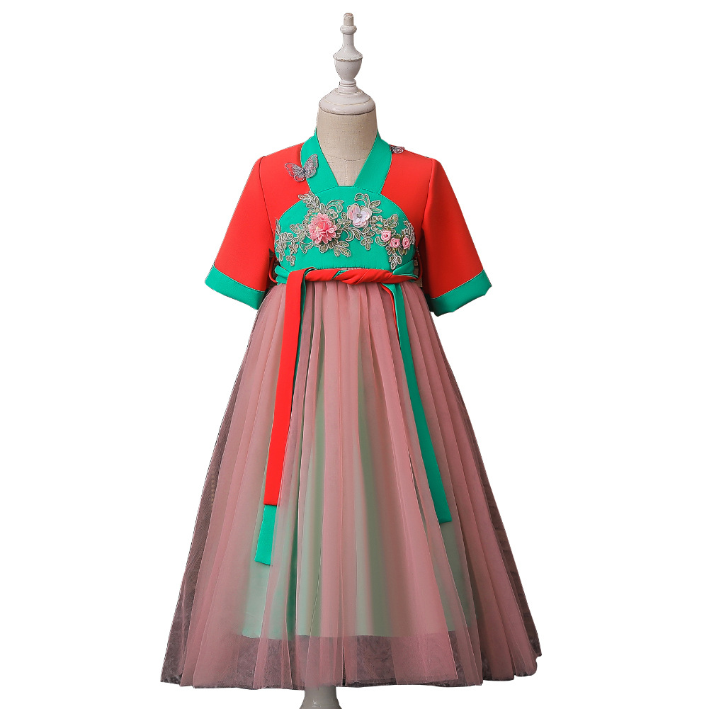 Short-sleeved Hanfu girl Skirt girls&#039; ancient dress Tulle children&#039;s wear ancient style children&#039;s wholesale