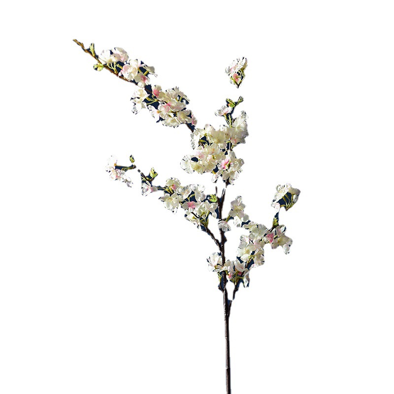 Factory Simulation 4 Fork Cherry Twig Long Branch Fake Flower Raw Silk Plastic Flowers Wedding Celebration Dress up Arch Lead Artificial Flower