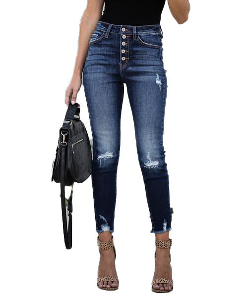 jeans and American Foreign Trade Amazon High Waist Retro Breasted Fringe Skinny Stretch Ripped Jeans Women's Trousers jeans and American Foreign Trade Amazon High Waist Retro Breasted Fringe Skinny Stretch Ripped Jeans Women's Trousers