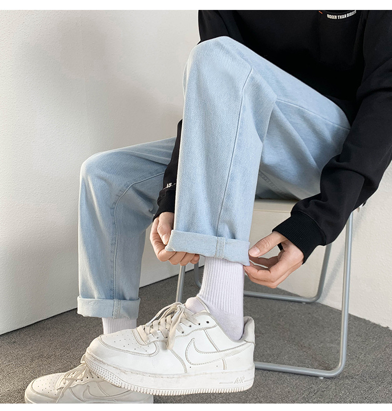 2022 Jeans Men's Korean Style Casual Men's Denim (Ankle-Length Pants) Spring and Autumn Trends Light Color Hole Mid-Waist Jeans 2022 Jeans Men's Korean Style Casual Men's Denim (Ankle-Length Pants) Spring and Autumn Trends Light Color Hole Mid-Waist Jeans