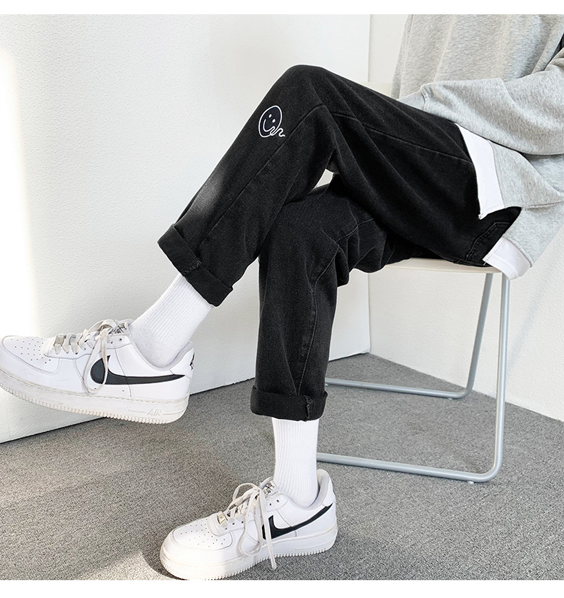 2022 Jeans Men's Korean Style Casual Men's Denim (Ankle-Length Pants) Spring and Autumn Trends Light Color Hole Mid-Waist Jeans 2022 Jeans Men's Korean Style Casual Men's Denim (Ankle-Length Pants) Spring and Autumn Trends Light Color Hole Mid-Waist Jeans