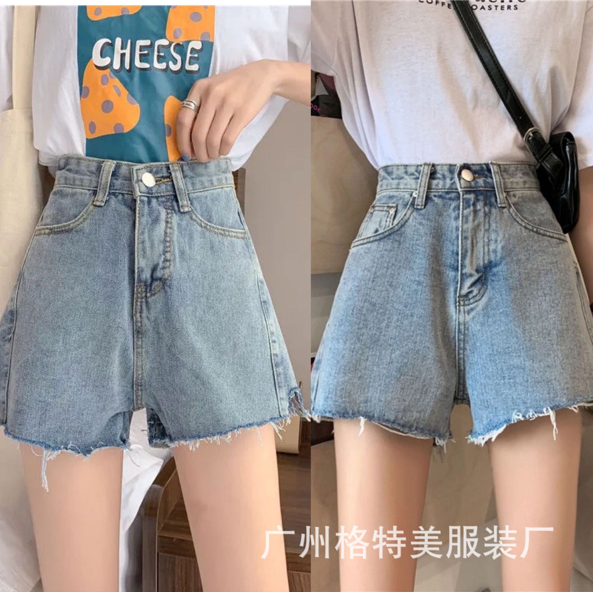 Denim Shorts for Women 2021 New Summer Korean Style High Waist Slimming Casual Wide Leg Jeans Foreign Trade Stall Wholesale