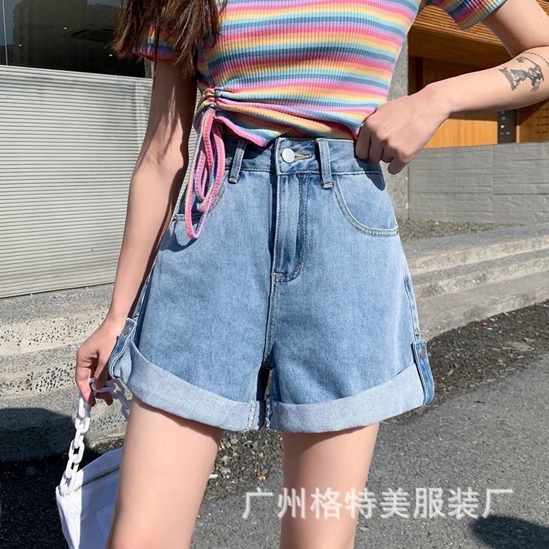 Denim Shorts for Women 2021 New Summer Korean Style High Waist Slimming Casual Wide Leg Jeans Foreign Trade Stall Wholesale Denim Shorts for Women 2021 New Summer Korean Style High Waist Slimming Casual Wide Leg Jeans Foreign Trade Stall Wholesale