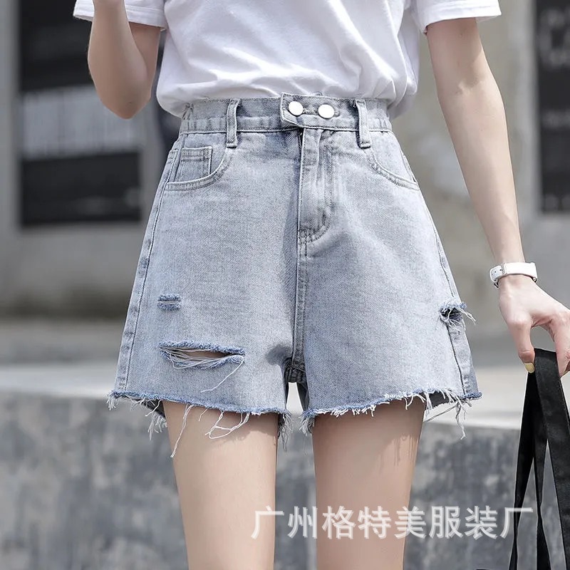 Denim Shorts for Women 2021 New Summer Korean Style High Waist Slimming Casual Wide Leg Jeans Foreign Trade Stall Wholesale Denim Shorts for Women 2021 New Summer Korean Style High Waist Slimming Casual Wide Leg Jeans Foreign Trade Stall Wholesale