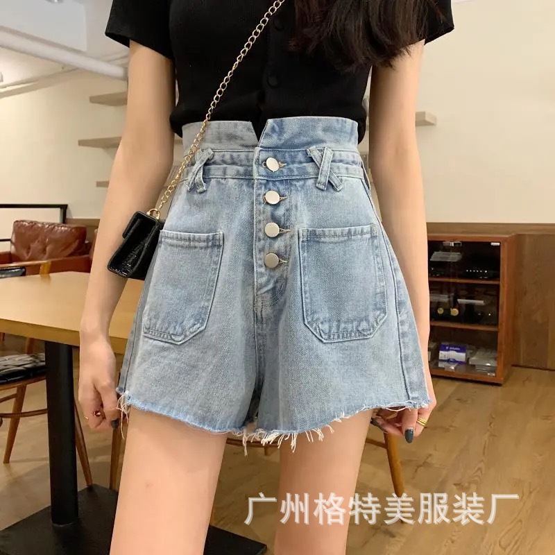 Denim Shorts for Women 2021 New Summer Korean Style High Waist Slimming Casual Wide Leg Jeans Foreign Trade Stall Wholesale Denim Shorts for Women 2021 New Summer Korean Style High Waist Slimming Casual Wide Leg Jeans Foreign Trade Stall Wholesale