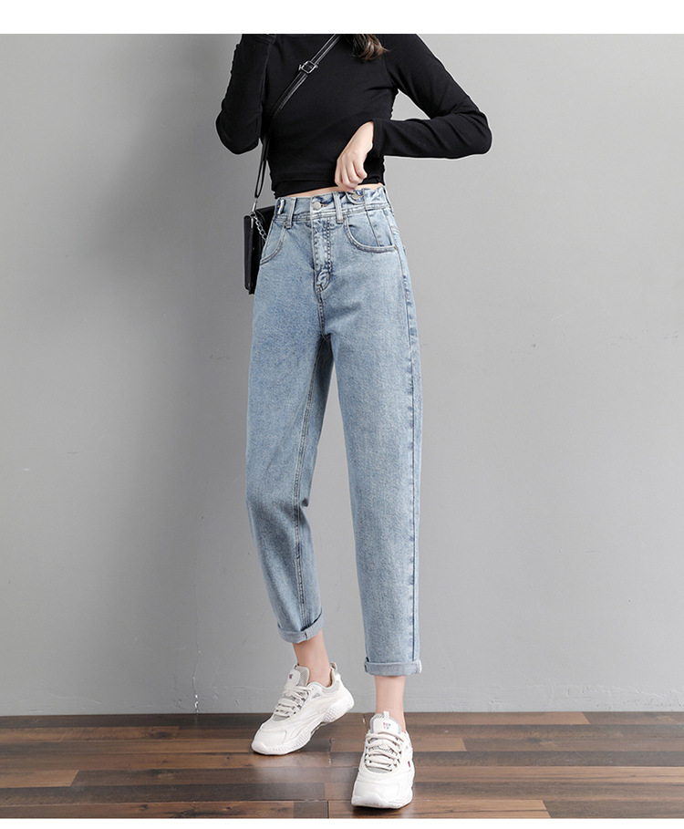Real Shot Smoky Gray Jeans for Women 2020 Spring/Summer High Waist Radish Loose Dad Jeans Slimming Versatile Cropped Harem Pants Real Shot Smoky Gray Jeans for Women 2020 Spring/Summer High Waist Radish Loose Dad Jeans Slimming Versatile Cropped Harem Pants