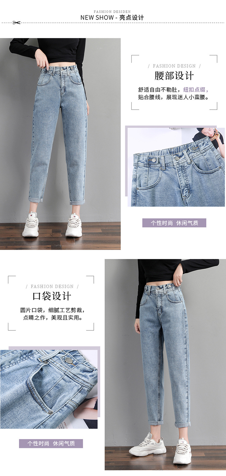 Real Shot Smoky Gray Jeans for Women 2020 Spring/Summer High Waist Radish Loose Dad Jeans Slimming Versatile Cropped Harem Pants Real Shot Smoky Gray Jeans for Women 2020 Spring/Summer High Waist Radish Loose Dad Jeans Slimming Versatile Cropped Harem Pants