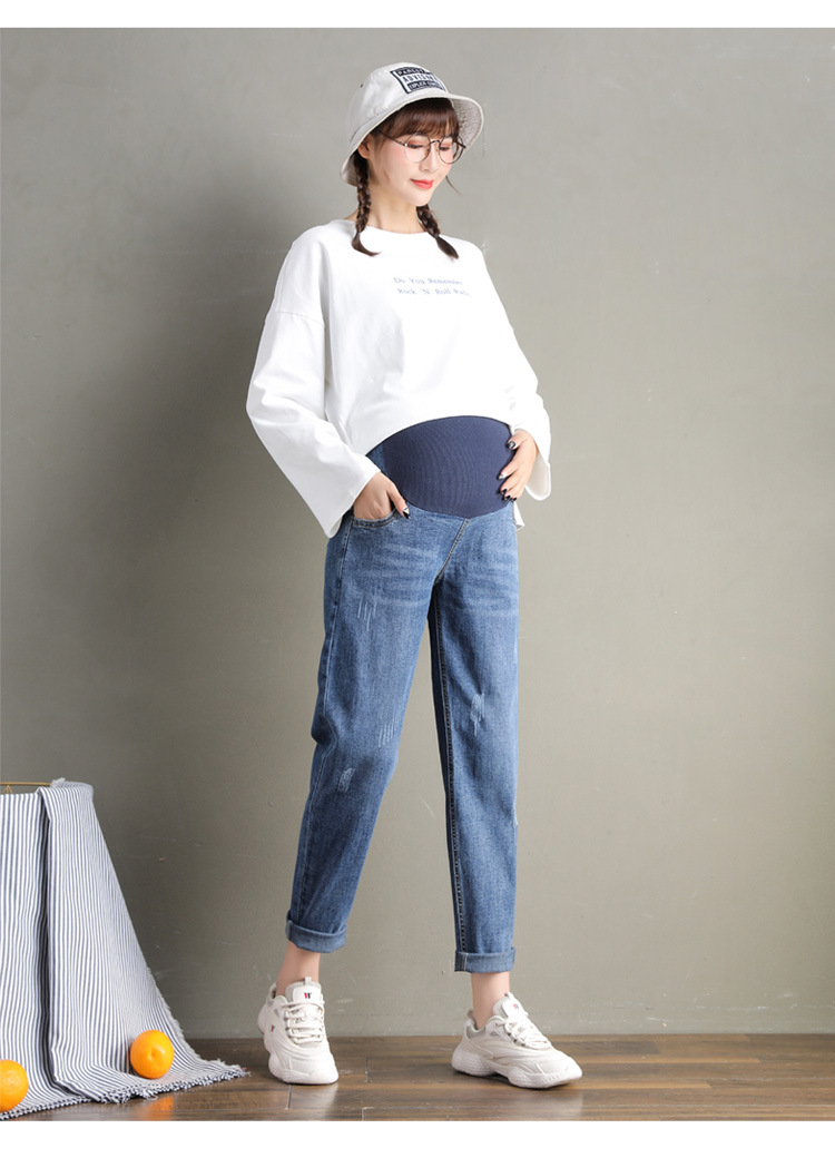 Plus-Sized Pregnant Women's Pants Spring and Autumn Jeans Outer Wear Oversized Underwear Leggings Autumn Trousers Western Style Daddy Casual Pants Plus-Sized Pregnant Women's Pants Spring and Autumn Jeans Outer Wear Oversized Underwear Leggings Autumn Trousers Western Style Daddy Casual Pants