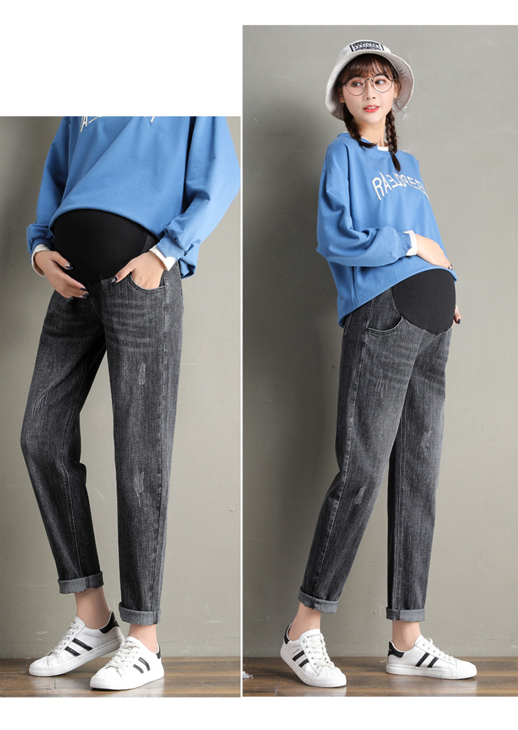 Plus-Sized Pregnant Women's Pants Spring and Autumn Jeans Outer Wear Oversized Underwear Leggings Autumn Trousers Western Style Daddy Casual Pants Plus-Sized Pregnant Women's Pants Spring and Autumn Jeans Outer Wear Oversized Underwear Leggings Autumn Trousers Western Style Daddy Casual Pants