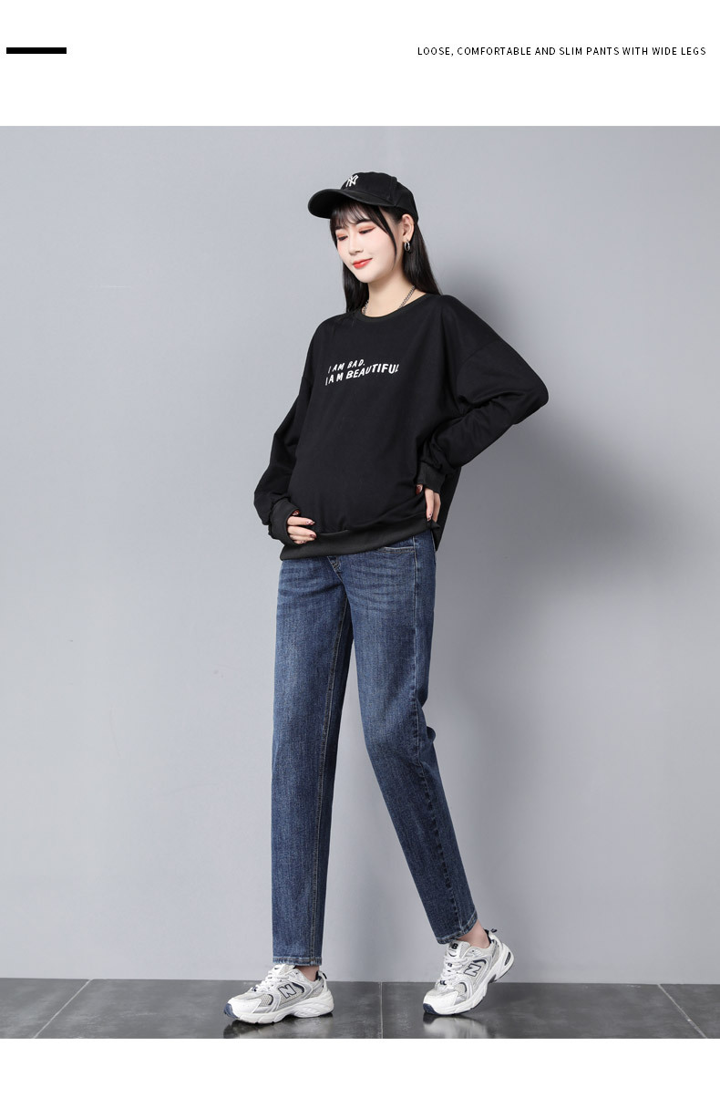 Plus-Sized Pregnant Women's Pants Spring and Autumn Jeans Outer Wear Oversized Underwear Leggings Autumn Trousers Western Style Daddy Casual Pants Plus-Sized Pregnant Women's Pants Spring and Autumn Jeans Outer Wear Oversized Underwear Leggings Autumn Trousers Western Style Daddy Casual Pants
