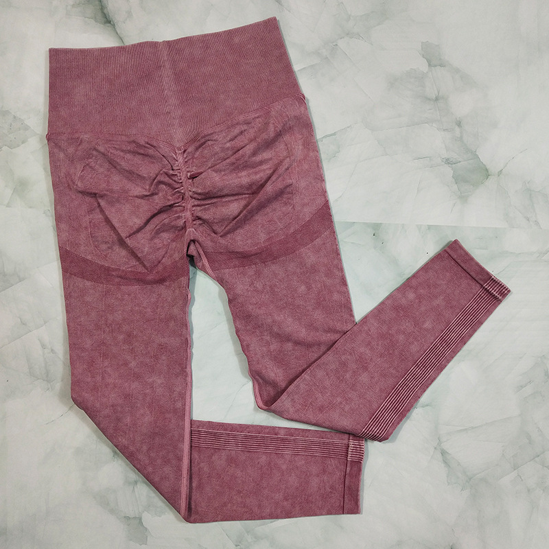Hip Lifting Retro Washed Yoga Pants Women's Seamless Peach Hip Jeans Fitness Pants Tight Stretch Sports Trousers Hip Lifting Retro Washed Yoga Pants Women's Seamless Peach Hip Jeans Fitness Pants Tight Stretch Sports Trousers