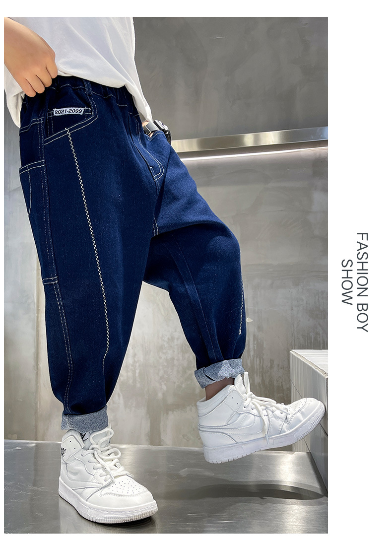 Boys Spring Clothing Pants Spring and Autumn Boys Soft Jeans 2022 New Medium and Big Children Spring Blue Fried Boys Spring Clothing Pants Spring and Autumn Boys Soft Jeans 2022 New Medium and Big Children Spring Blue Fried